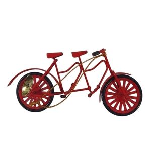 Vintage Russ Red Bicycle Ornament Built For 2 Metal Country Antique Ornament